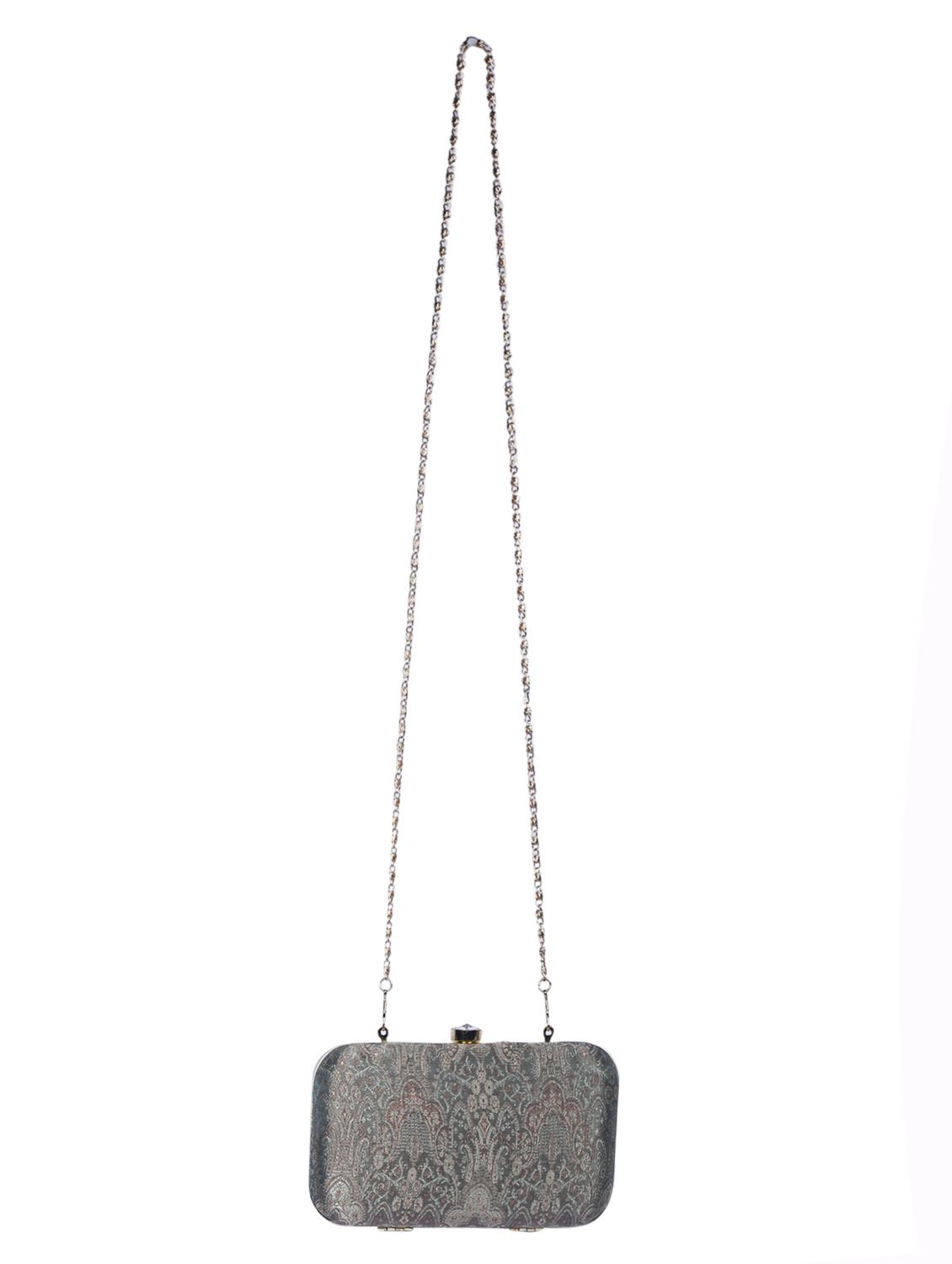 silver metal box clutch - 15226846 - Standard Image - 4
