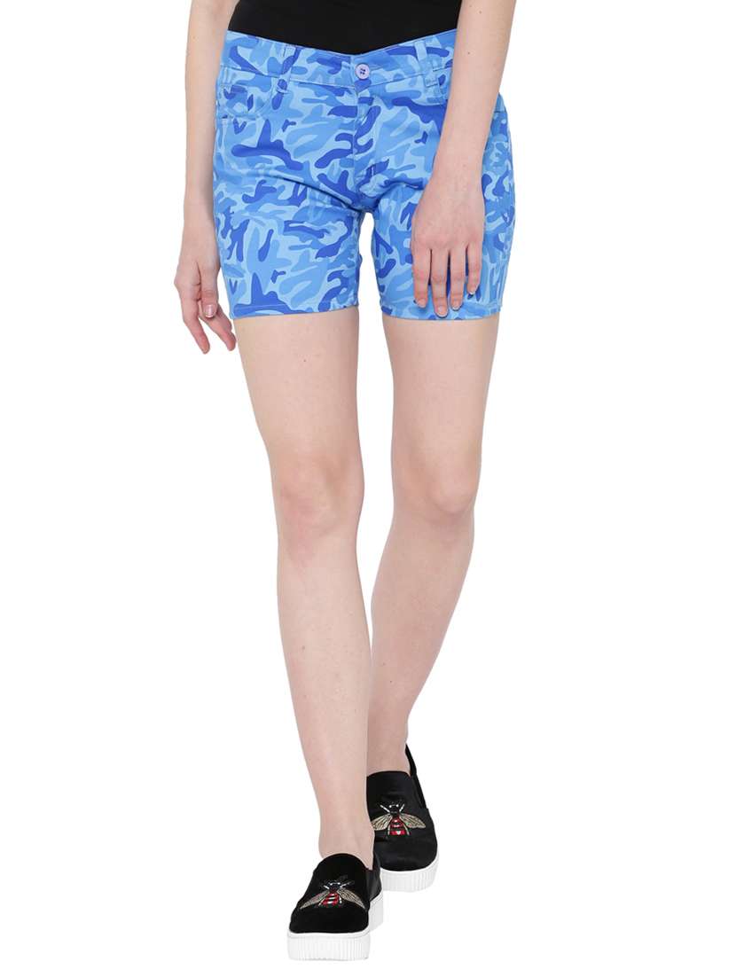 blue cotton camouflage shorts