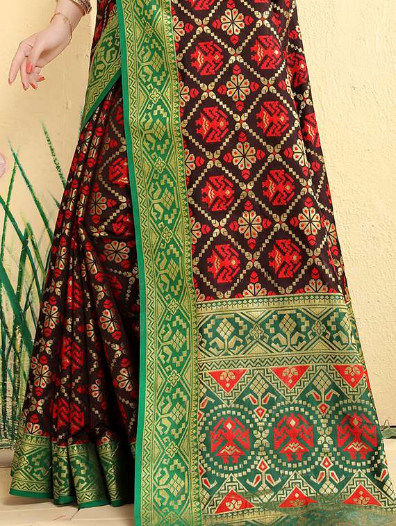 brown patola silk saree with blouse - 15227210 -  Standard Image - 1