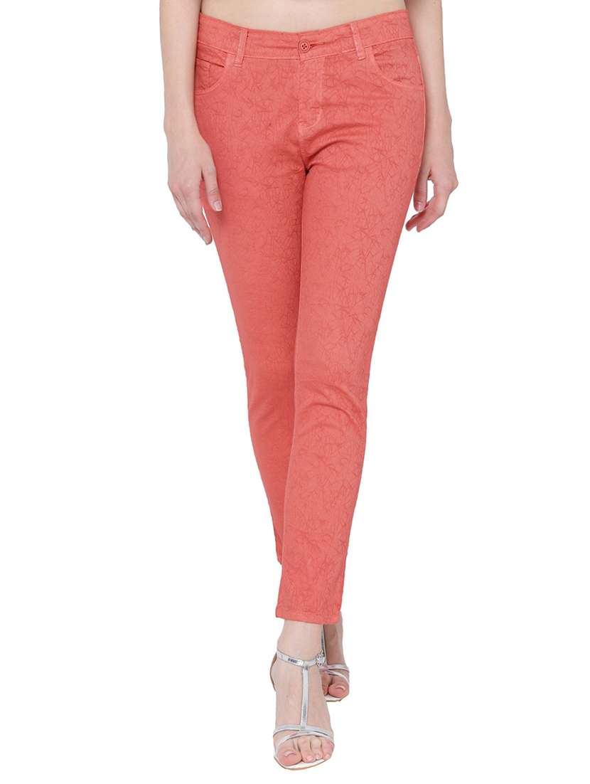 pink printed cotton  trouser