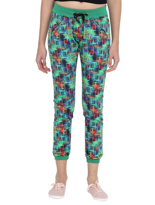 green printed cotton track pant - 15228110 -  Standard Image - 0