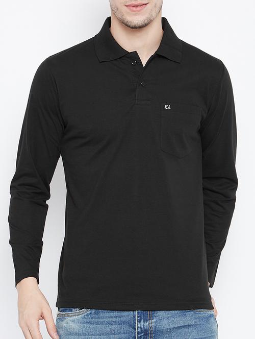 men black regular fit plain polo t-shirt - 15230738 -  Standard Image - 0