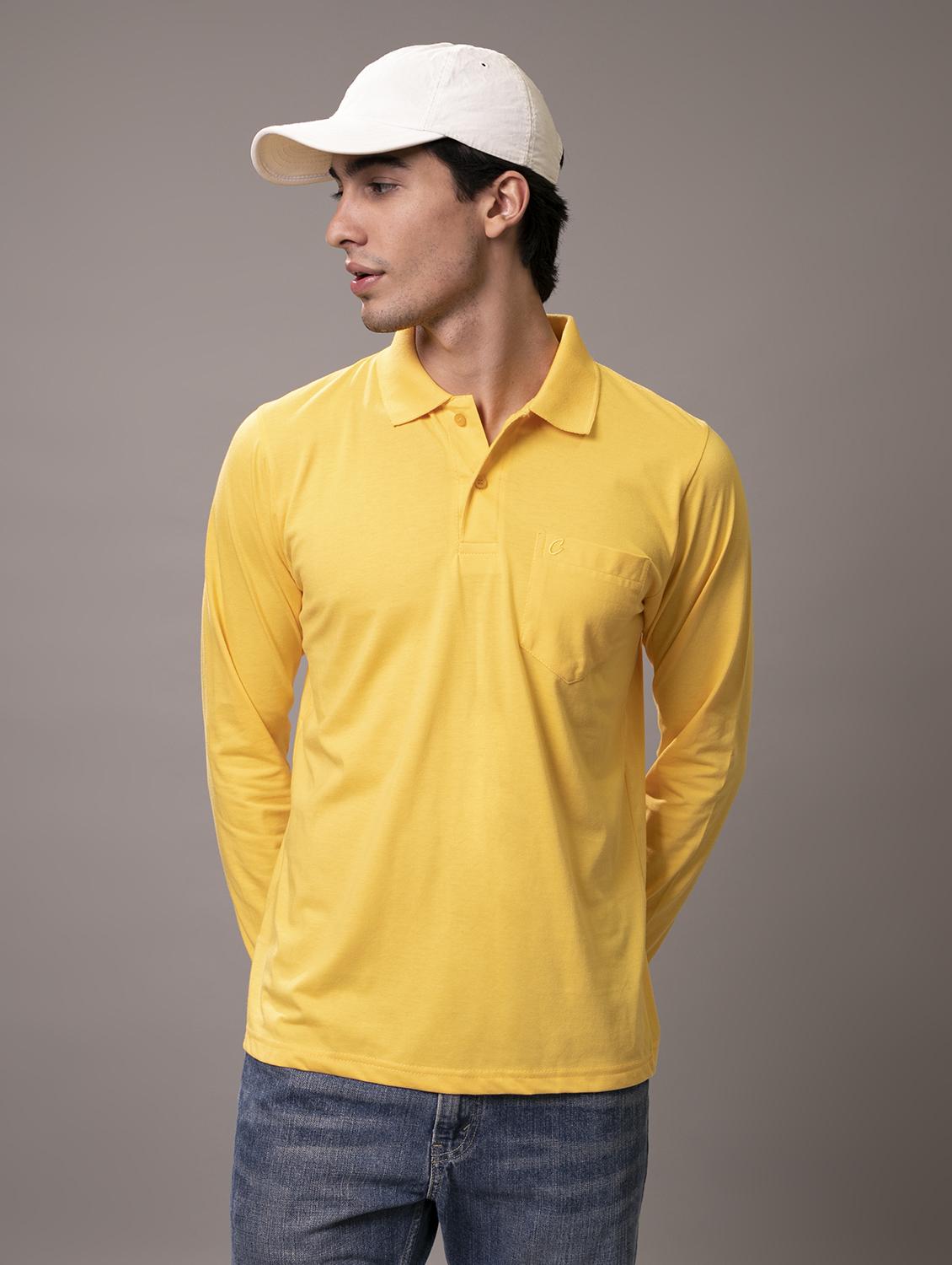 men yellow solid regular fit polo t-shirt - 15230743 -  Zoom Image - 0