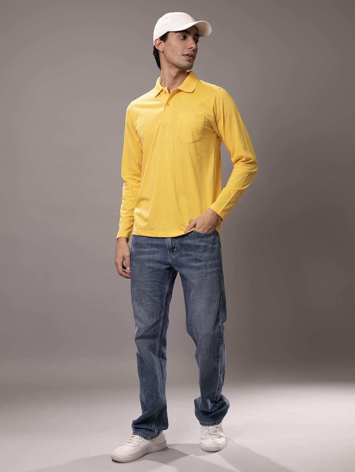 men yellow solid regular fit polo t-shirt - 15230743 - Standard Image - 4