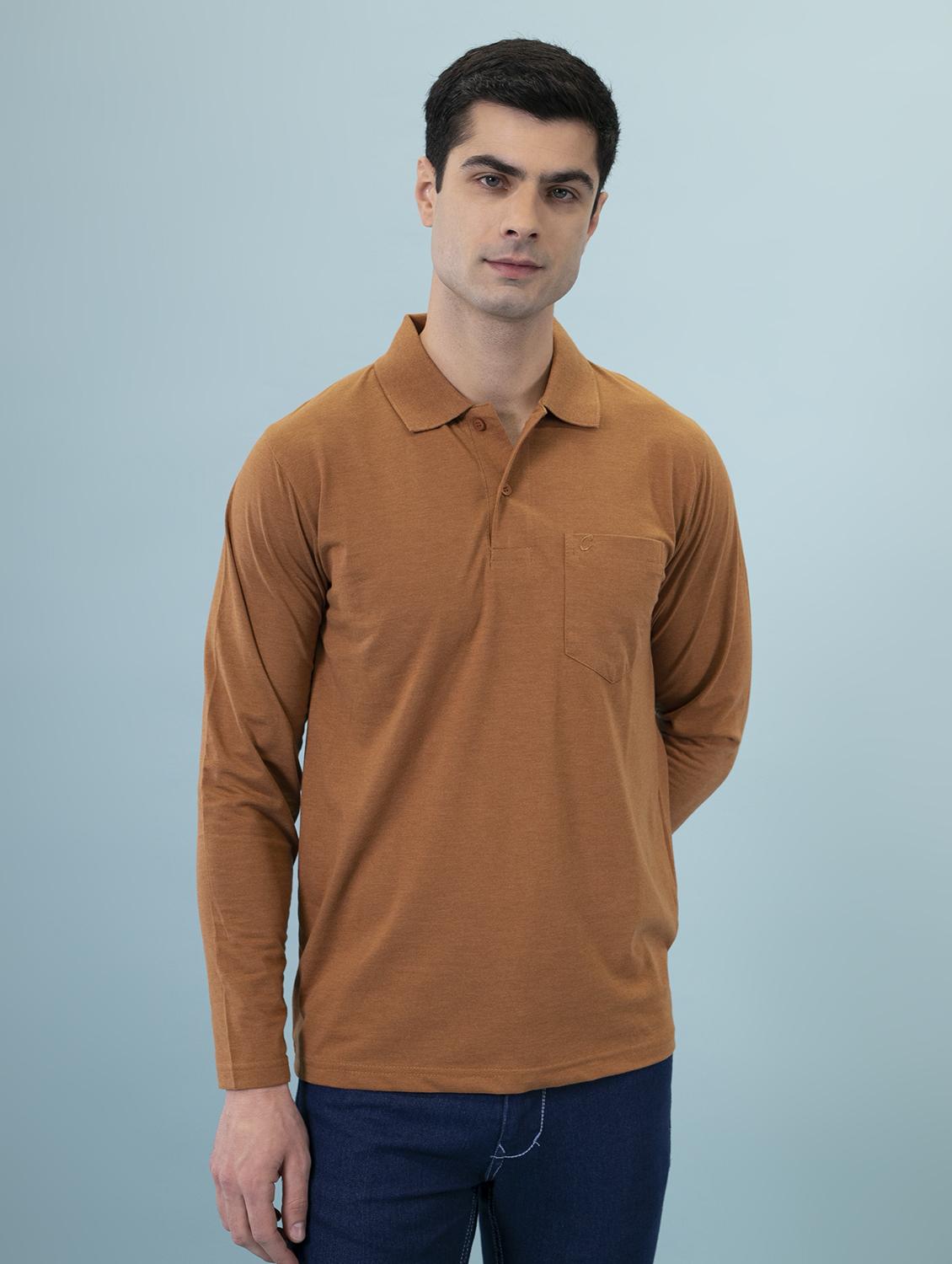 men brown regular fit polo t-shirt - 15230748 - Zoom Image - 0