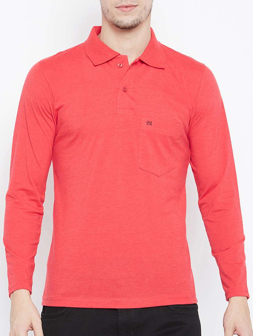 red cotton pocket t-shirt