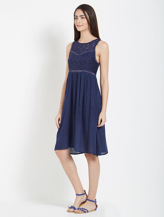 navy blue fit & flare dress - 15230825 -  Standard Image - 1