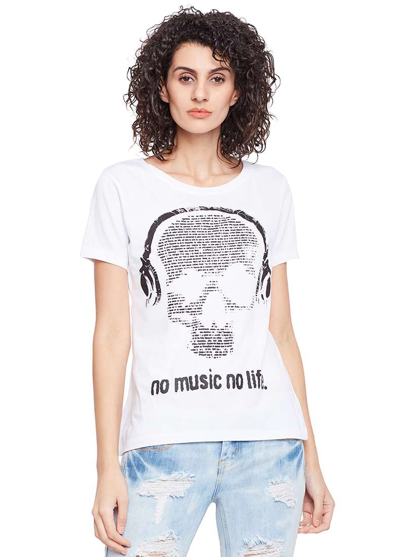 white printed cotton tee