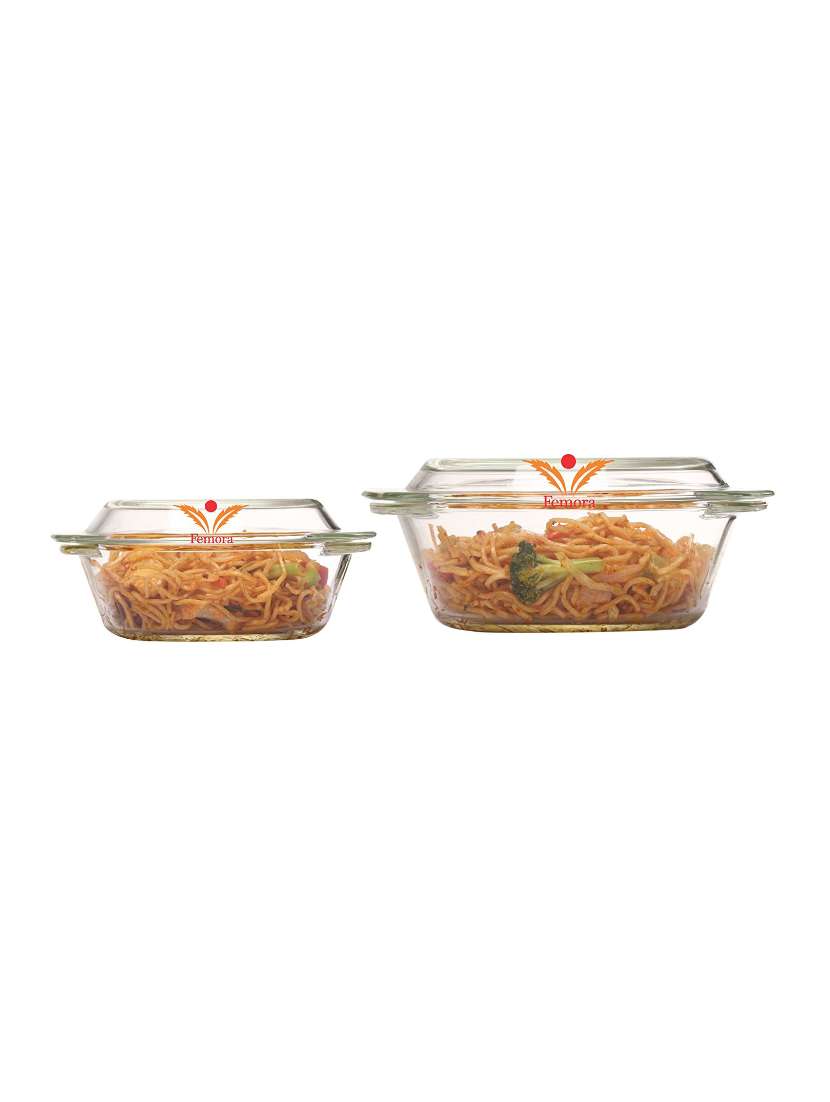 borosilicate glass round casseroles, microwave safe - 1000ml, 1550ml (set of 2)