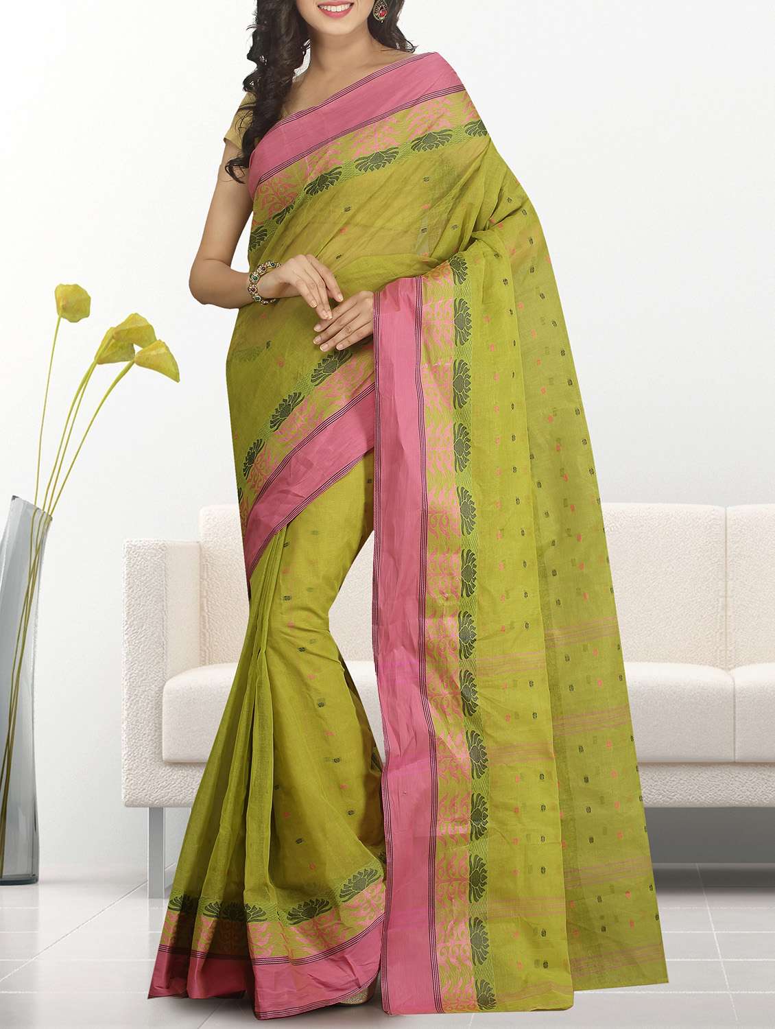 mehandi cotton tant saree