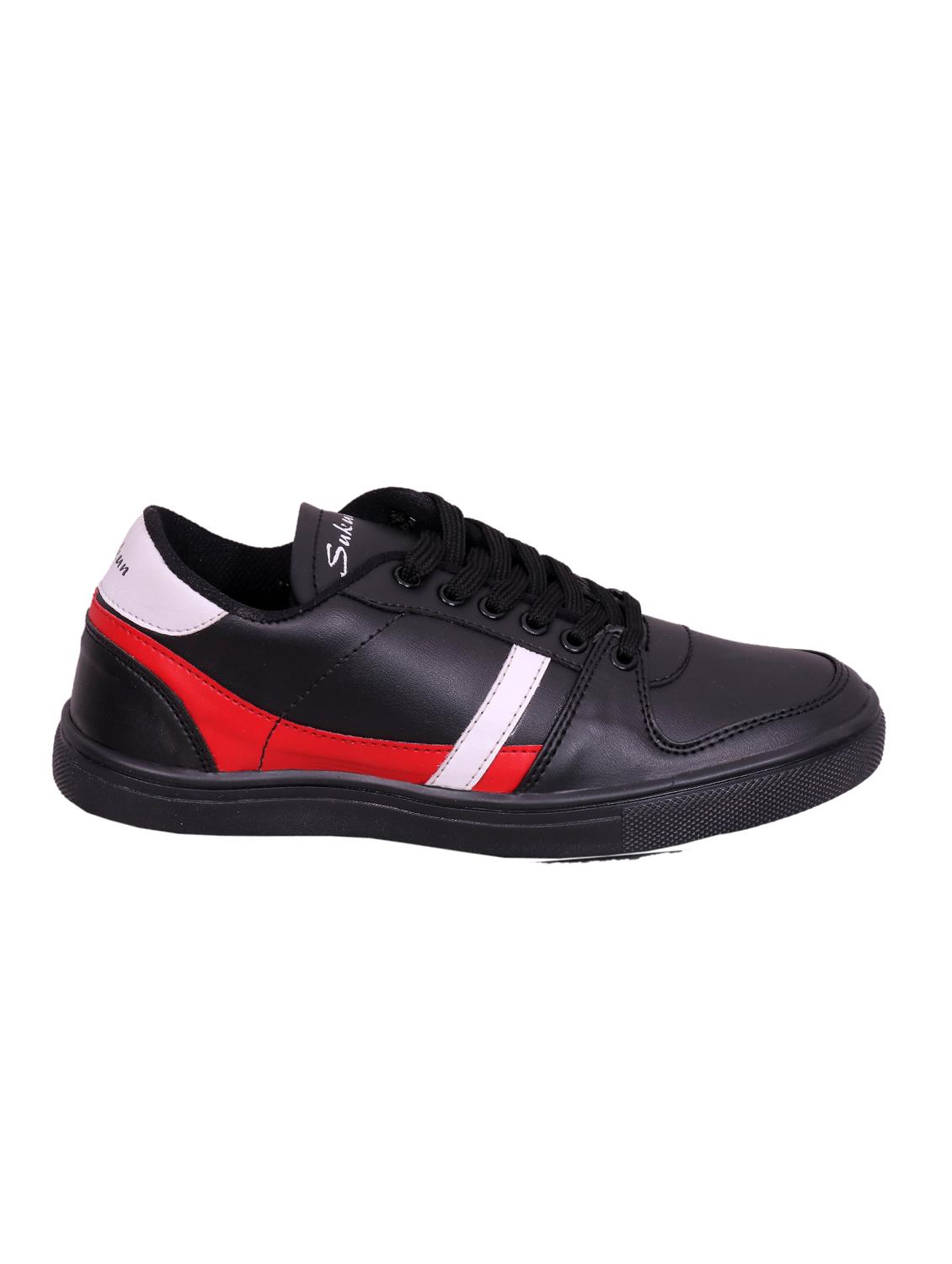 black leatherette lace up sneaker - 15239769 - Standard Image - 1