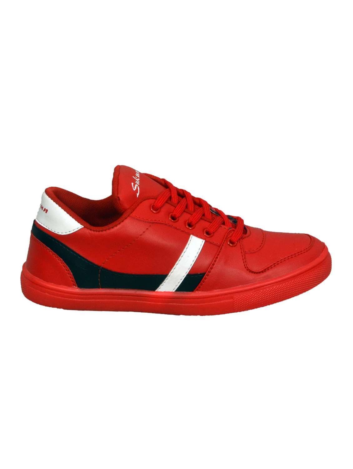 red leatherette lace up sneaker - 15239771 -  Standard Image - 1