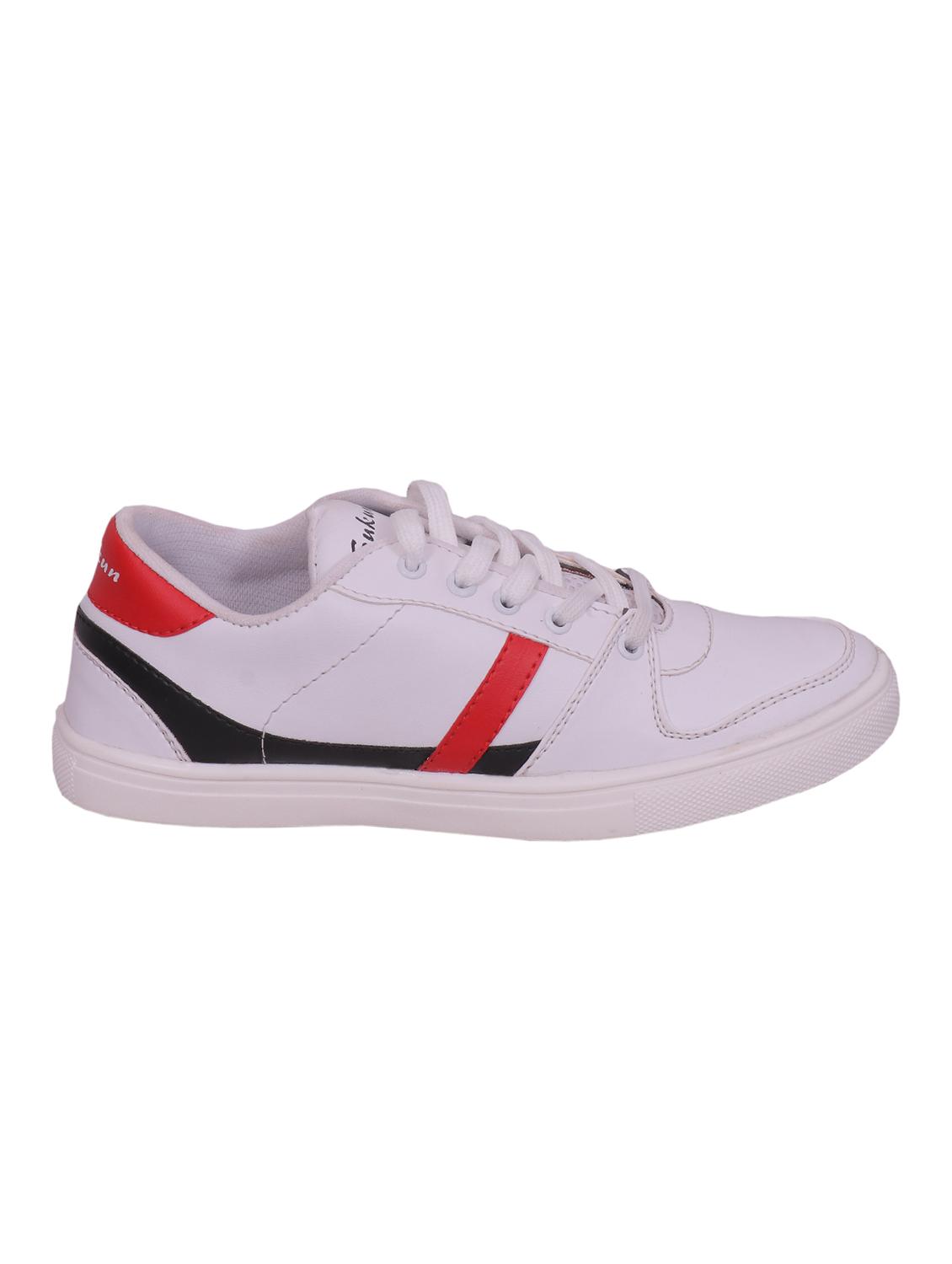 white leatherette lace up sneaker - 15239772 - Standard Image - 1