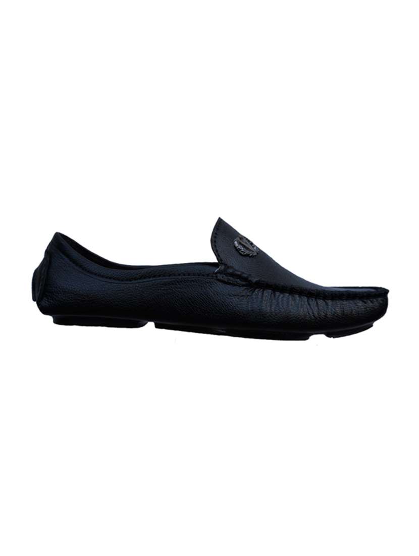 black leatherette slip on loafers