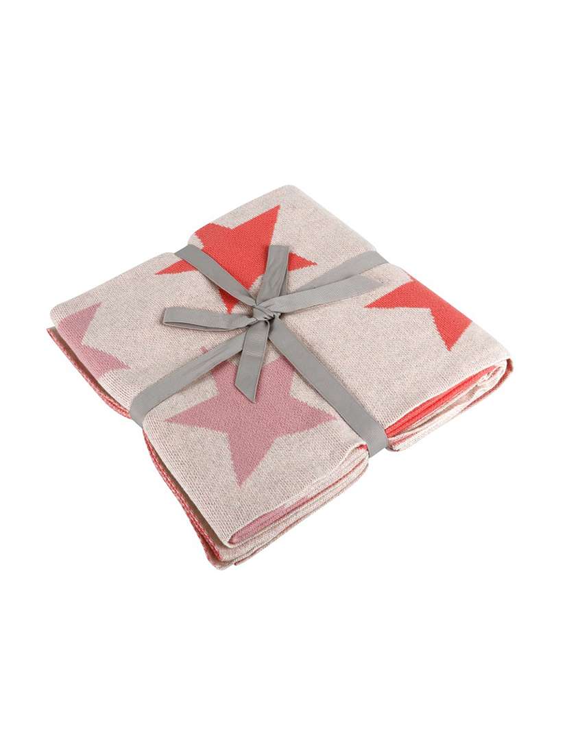 cotton knitted pink blanket