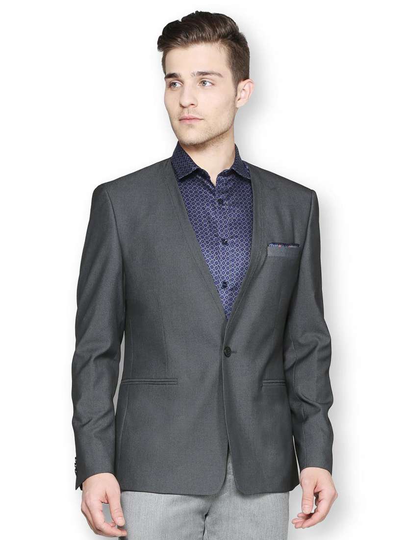 grey polyester casual blazer