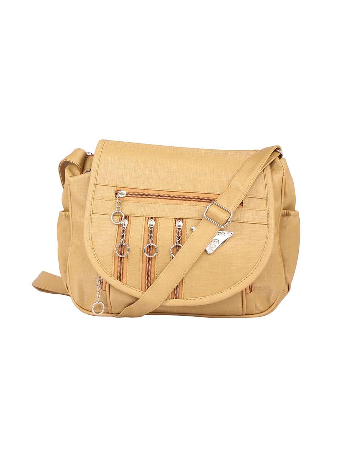 beige leatherette (pu) sling bag