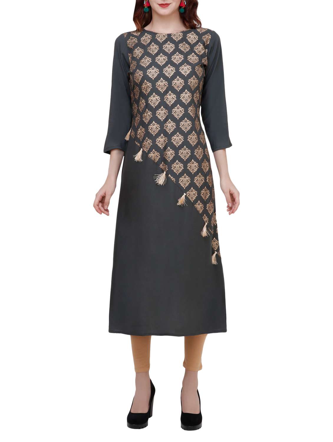 grey rayon a-line kurta