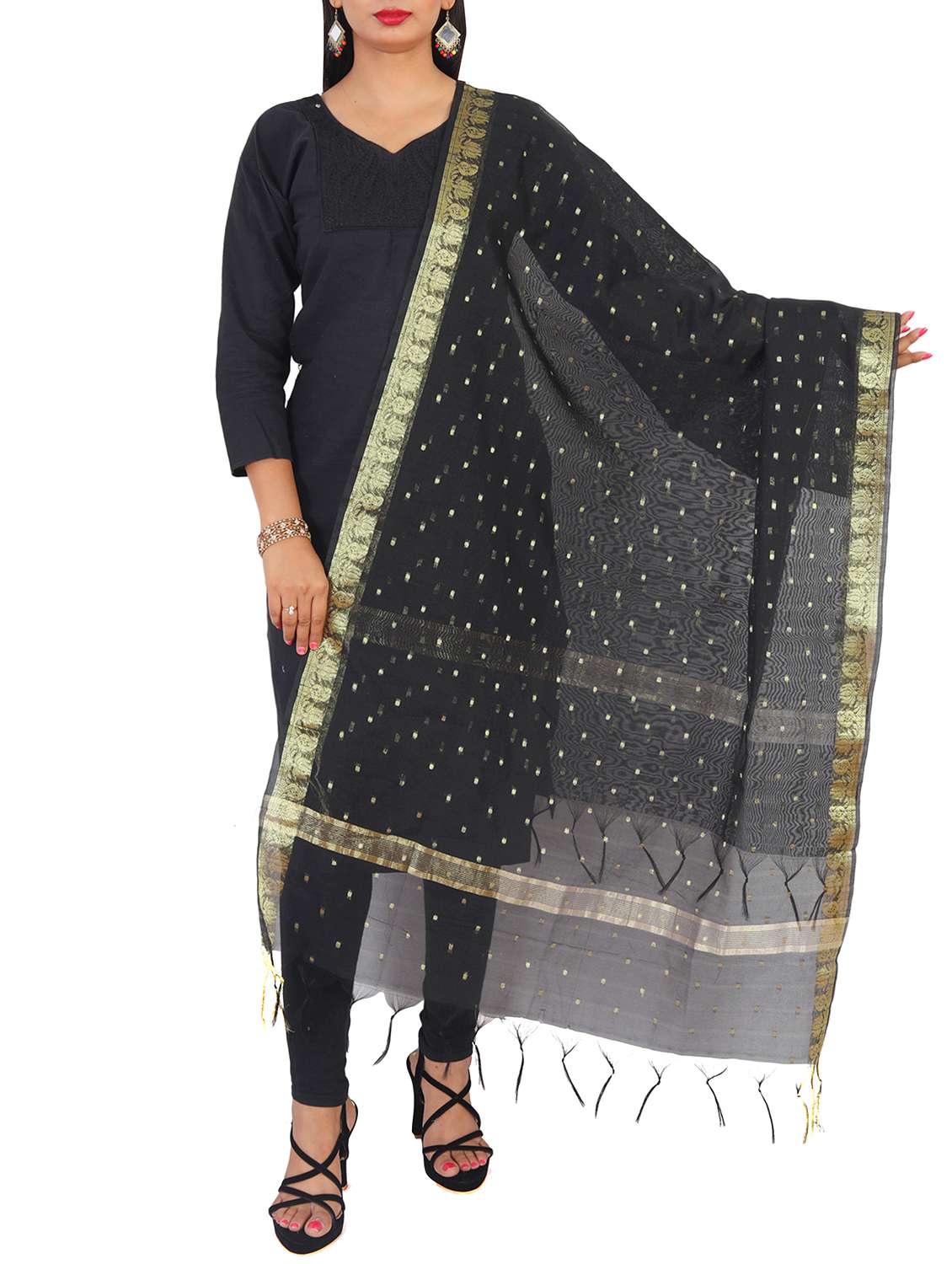 black chanderi dupatta