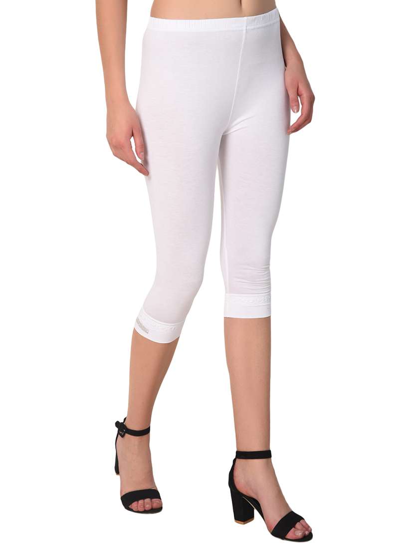 white solid leggings capri - 15249770 -  Standard Image - 1