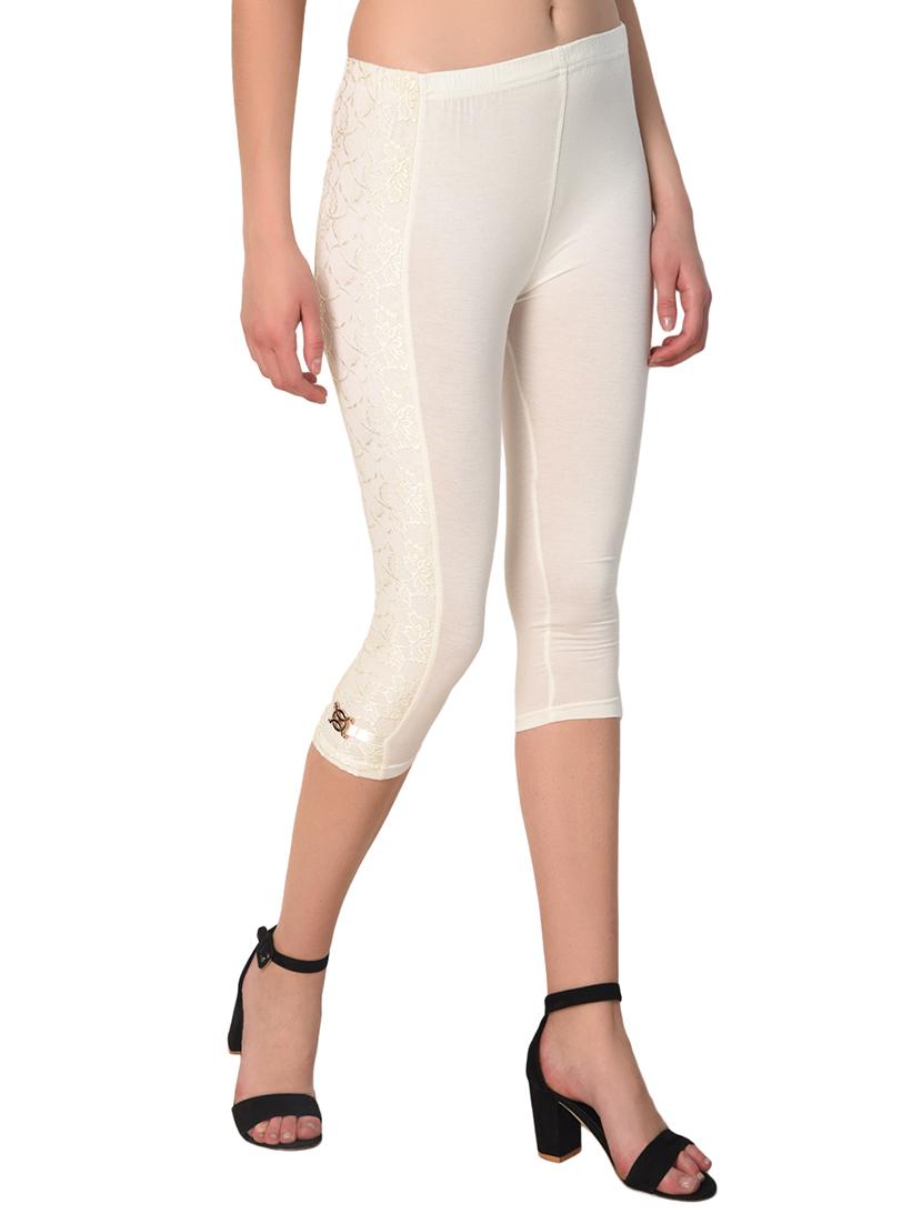 white solid leggings capri - 15249774 - Standard Image - 1