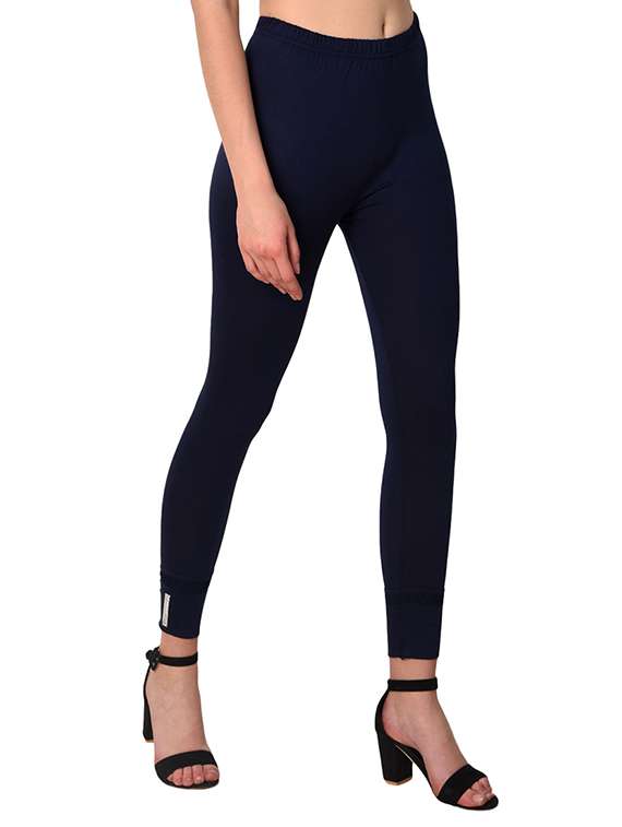 dark blue solid cotton leggings - 15249779 -  Standard Image - 1