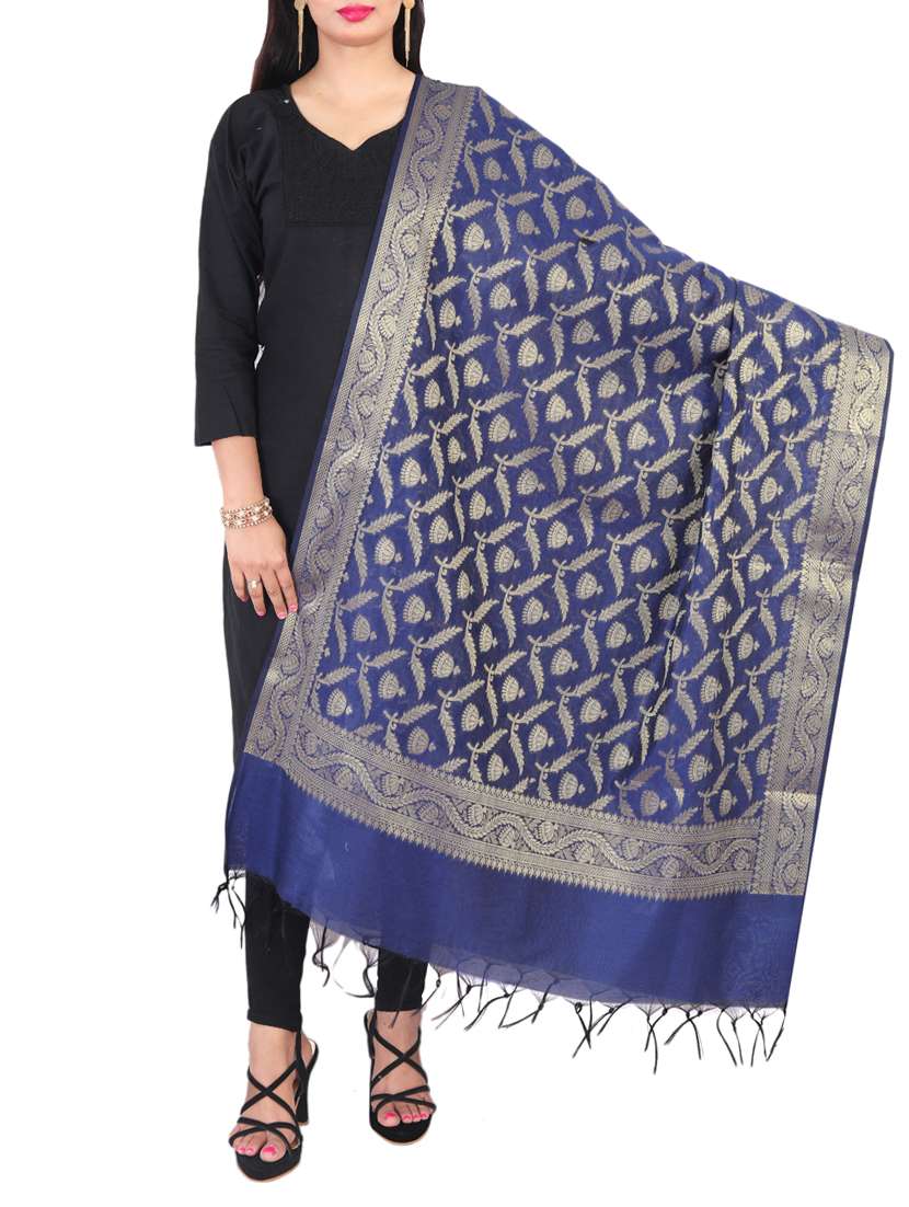 blue chanderi dupatta