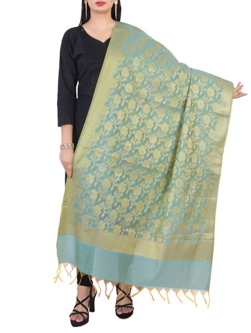 blue chanderi dupatta