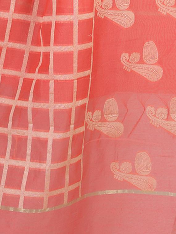 peach banarasi dupatta - 15252556 - Standard Image - 1
