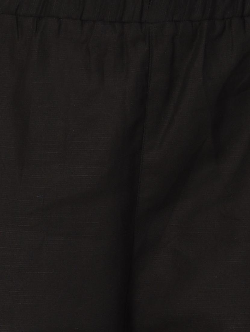 black solid cotton peg trouser - 15254129 - Standard Image - 4