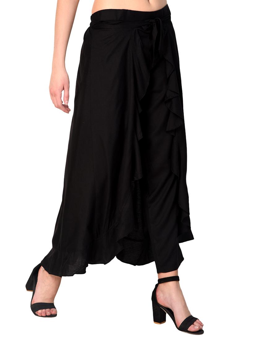black rayon palazzos - 15254202 - Standard Image - 1