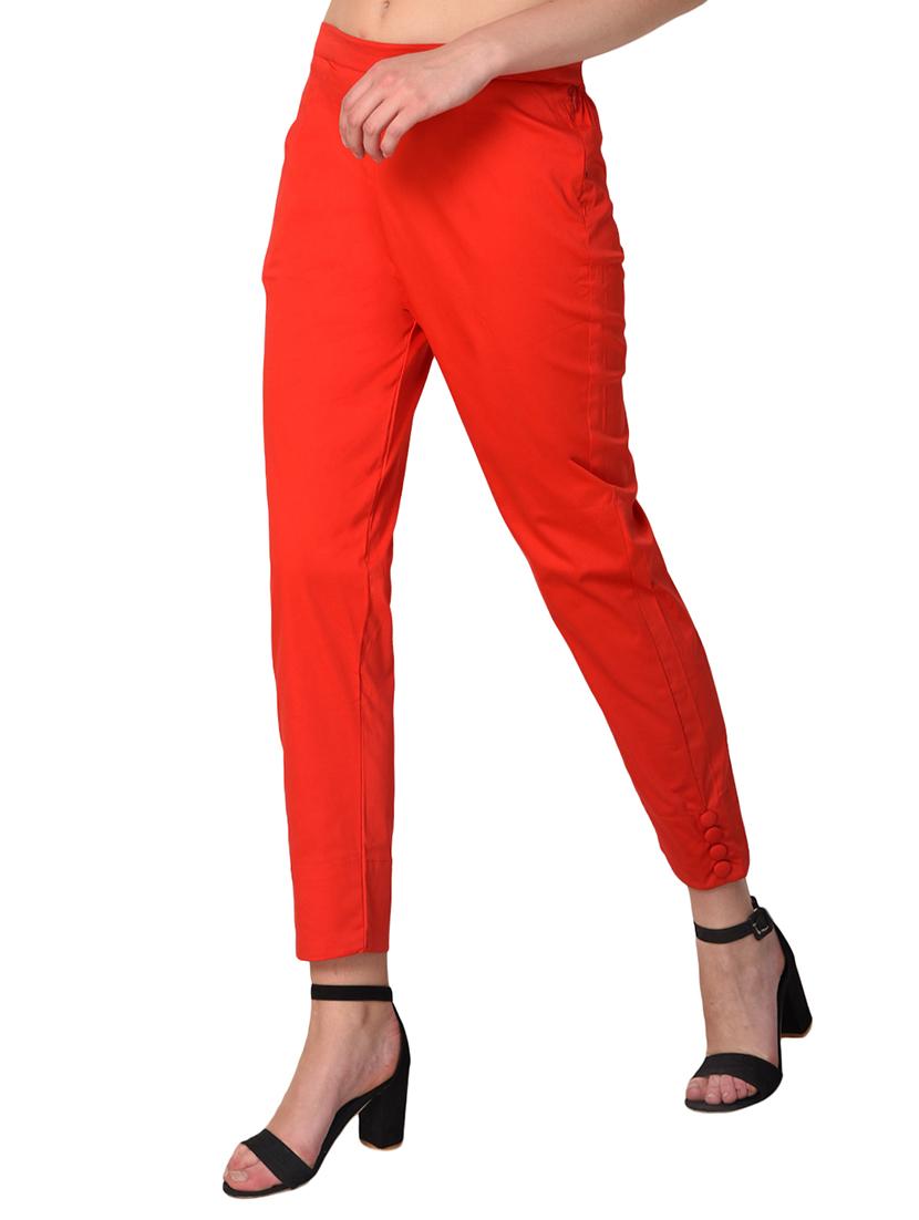 red cotton lycra trousers - 15254224 - Standard Image - 1