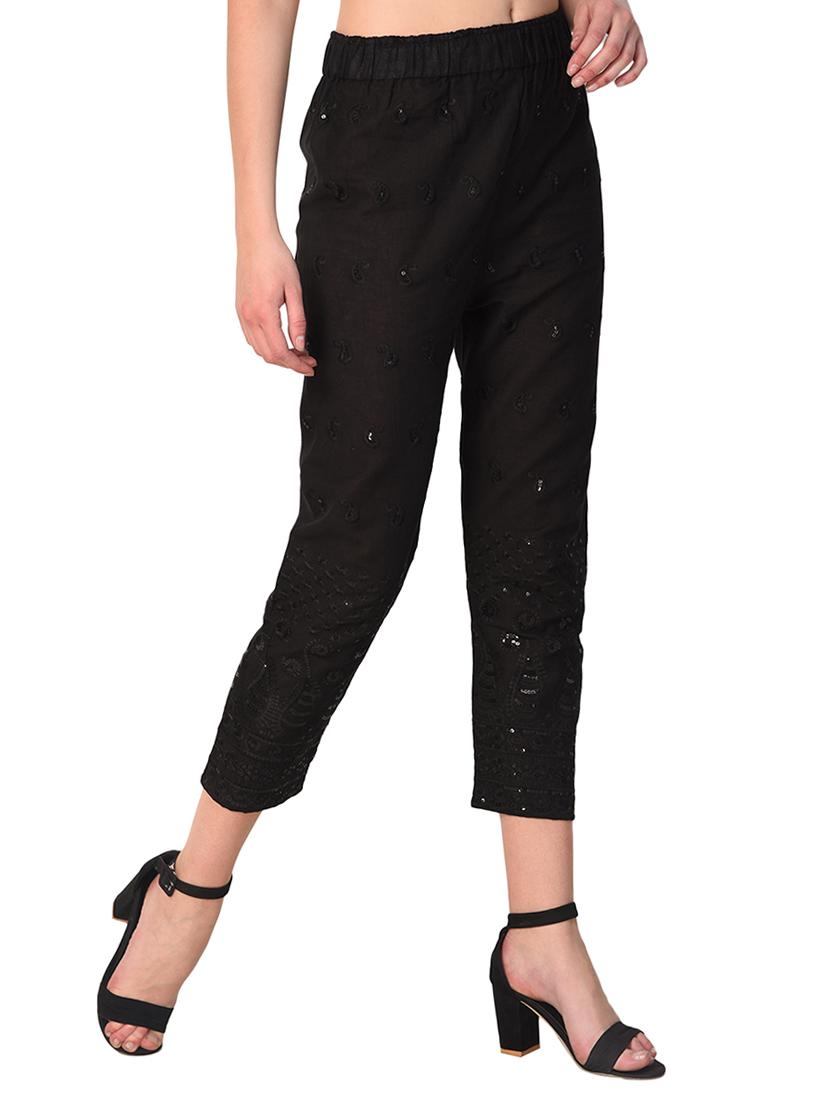 flat front embroidered trouser - 15254228 -  Standard Image - 1