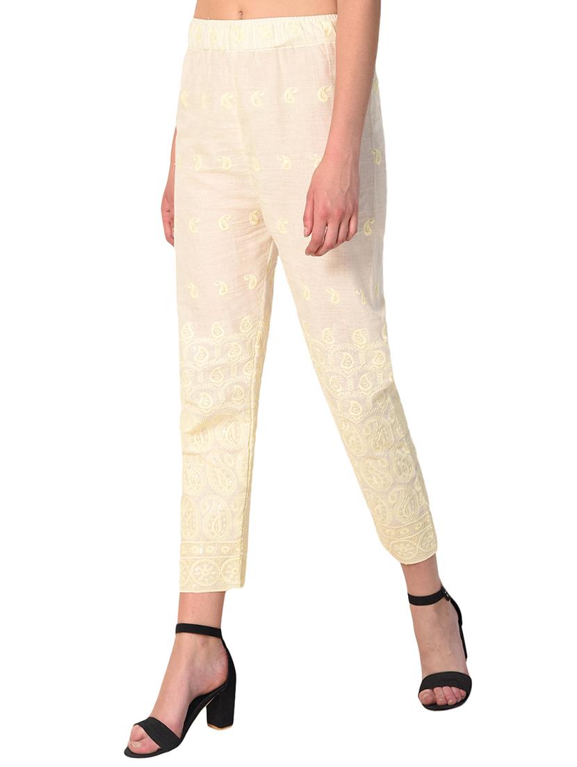 flat front embroidered trouser - 15254229 - Standard Image - 1