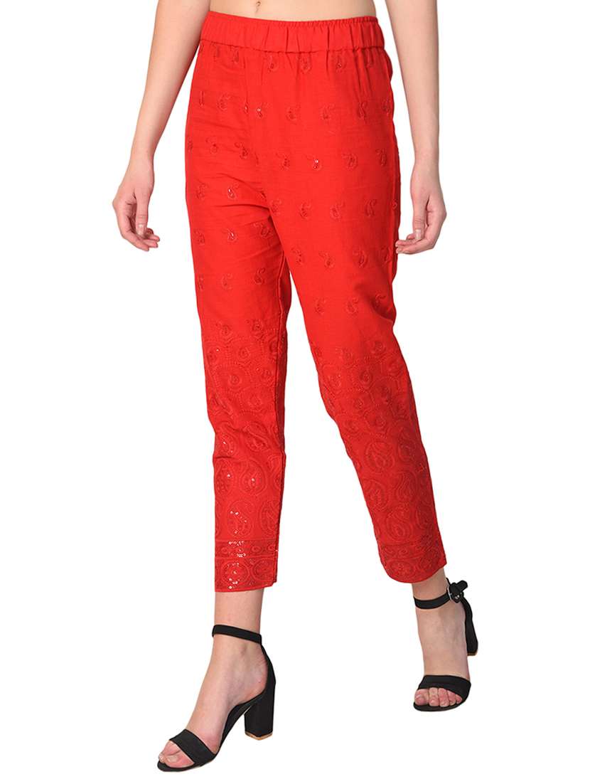 flat front embroidered trouser - 15254231 -  Standard Image - 1