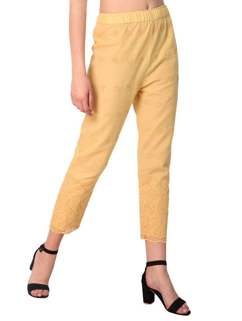 flat front embroidered trouser - 15254232 -  Standard Image - 1