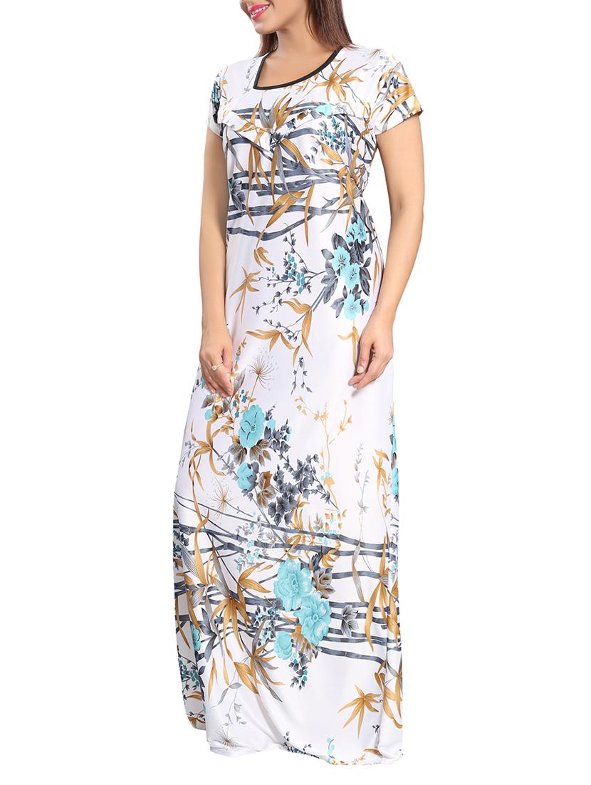 white satin maternity wear gown - 15256107 - Standard Image - 1