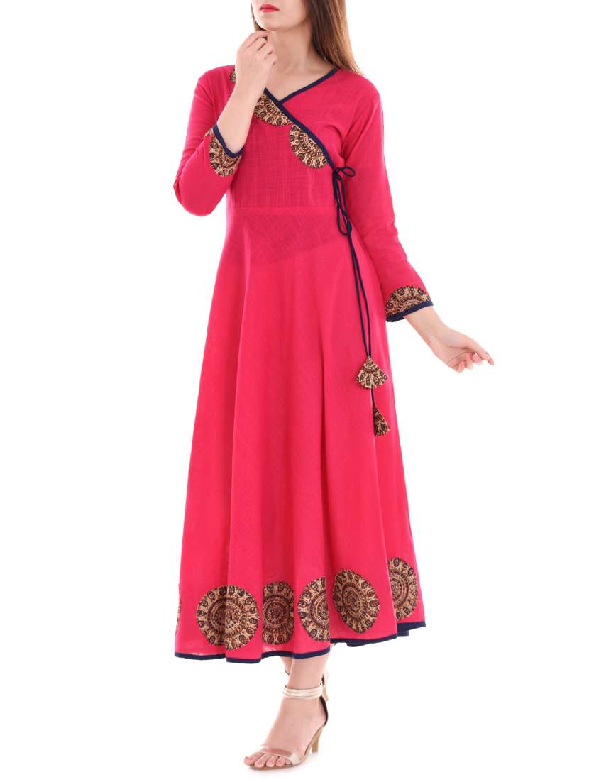 pink cotton angrakha kurta