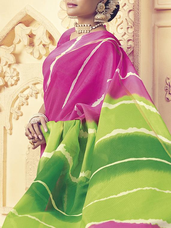 pink leheriya saree - 15258137 - Standard Image - 1