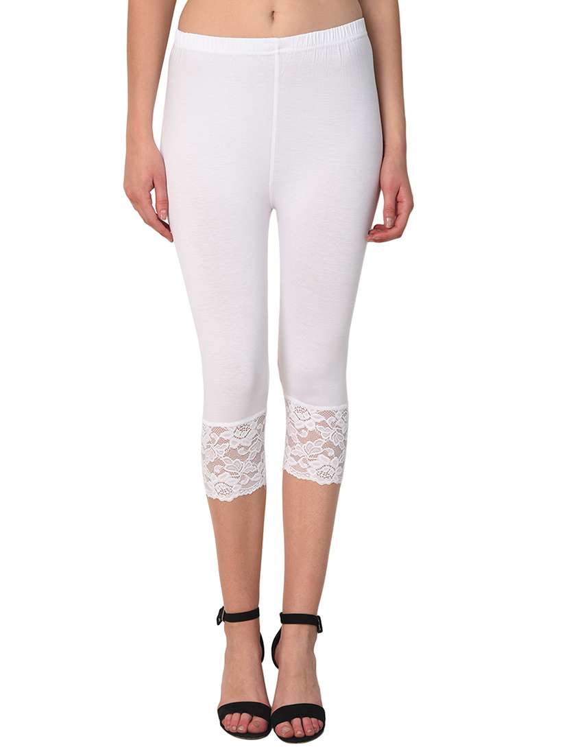 set of 2 white solid leggings capri - 15258696 - Standard Image - 1