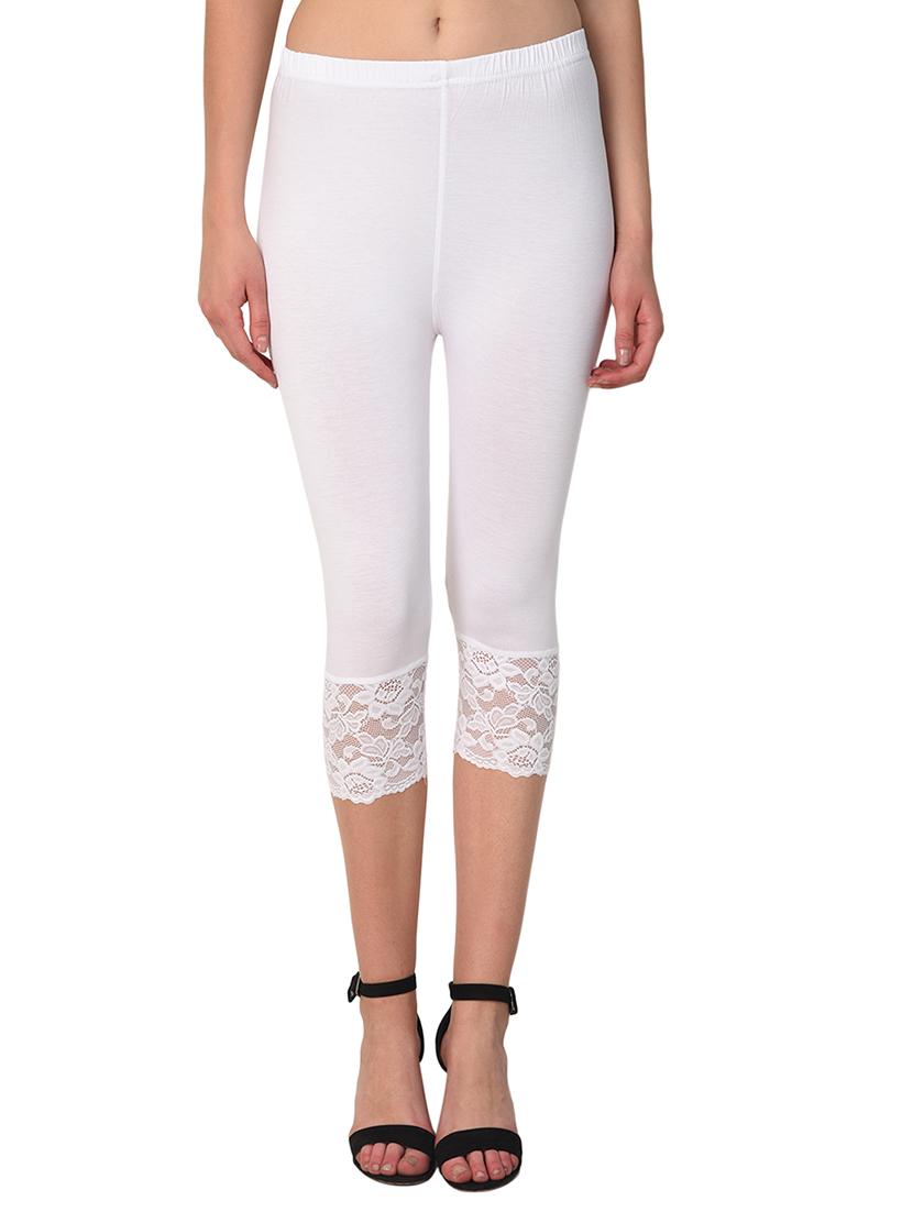 set of 2 white solid leggings capri - 15258699 -  Standard Image - 1