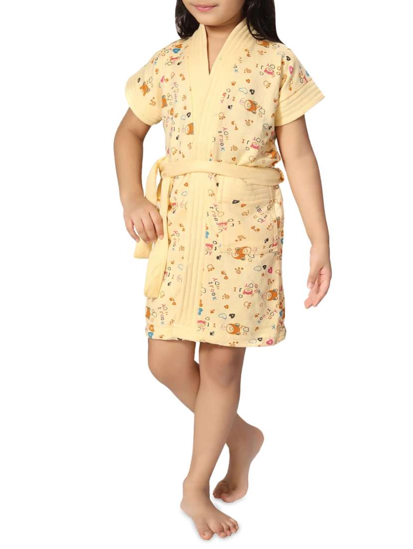 beige cotton bath robe