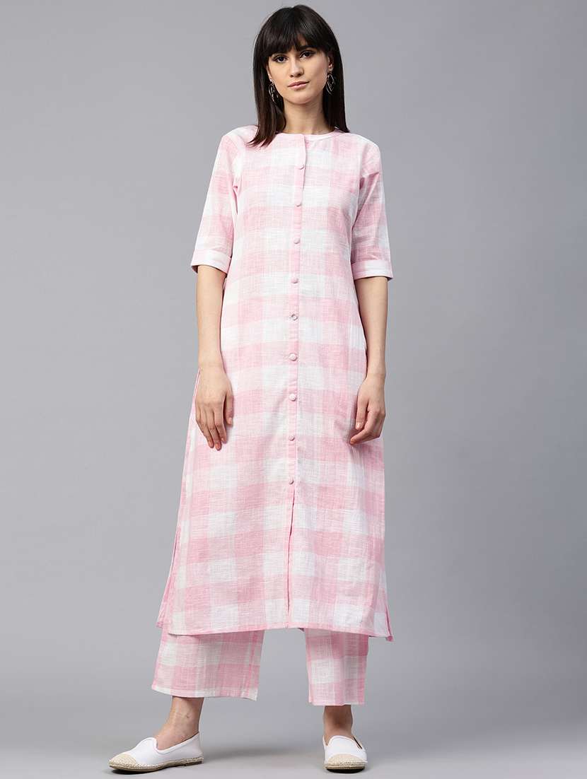 pink cotton kurta palazzo  set