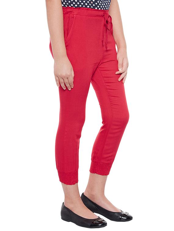 red cotton capri - 15260685 - Standard Image - 1