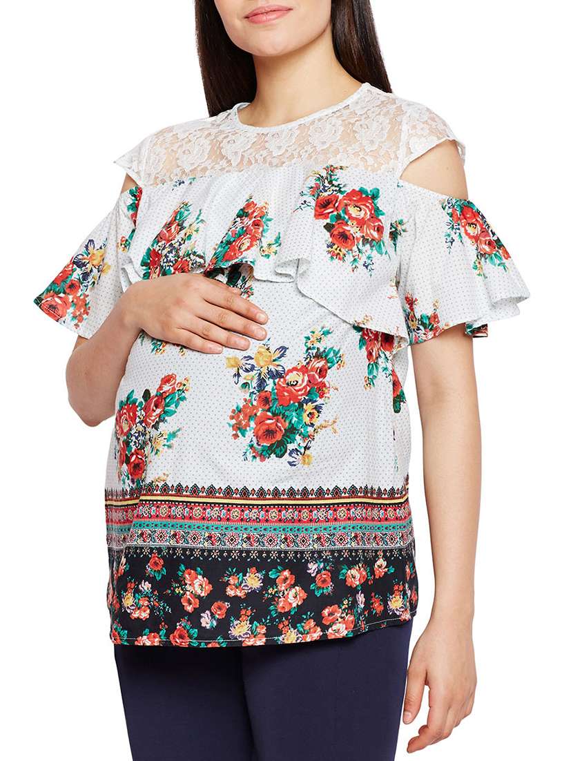 white cotton maternity top - 15260761 - Standard Image - 1
