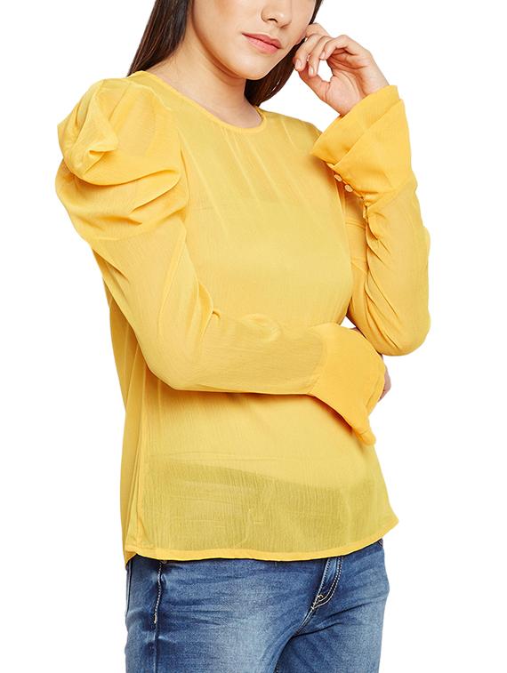 cowl sleeved sheer top - 15260825 -  Standard Image - 1