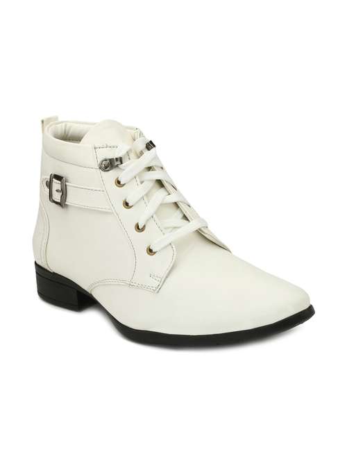 white leatherette lace-up derby - 15260961 - Standard Image - 0