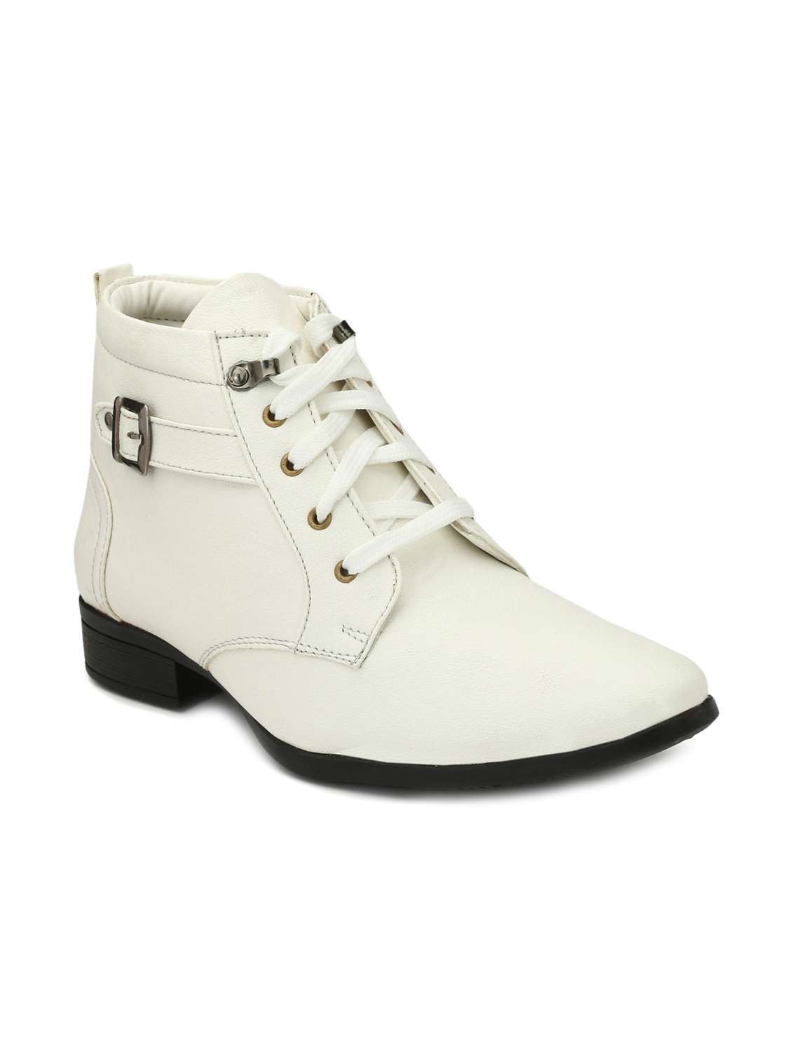 white leatherette lace-up derby - 15260961 - Zoom Image - 0