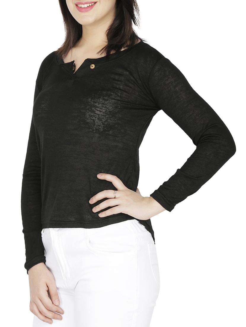 knitted notch neck top - 15262263 -  Standard Image - 1