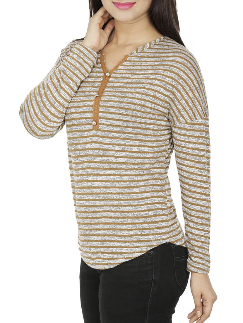 striped drop shoulder sleeve top - 15262268 - Standard Image - 1